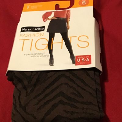 NWT No Nonsense Fashion Patterned Tights Espresso Zebra Tight Sz Small